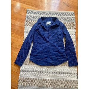 Women's Vineyard Vines Navy w/white dots button up long sleeve blouse Size 4